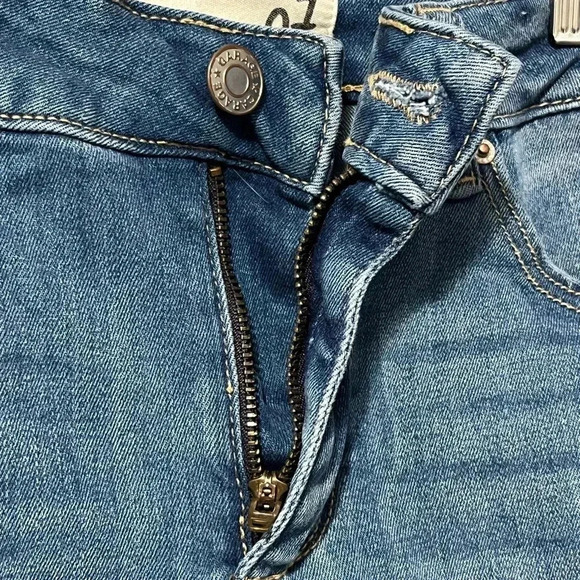 Garage Mid Rise Skinny Destroyed Jeans Medium Faded Wash - Picture 4 of 12